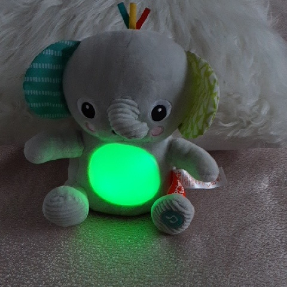 Gray Plush Elephant Nightlight Toy with Green Glow